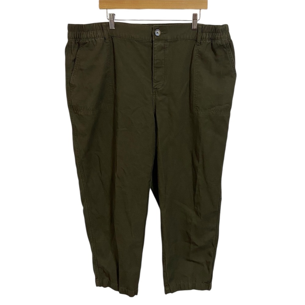 Wonderly Olive Green‎ Chino Jogger Pants Elastic Waist Cottagecore Minimalist 3X